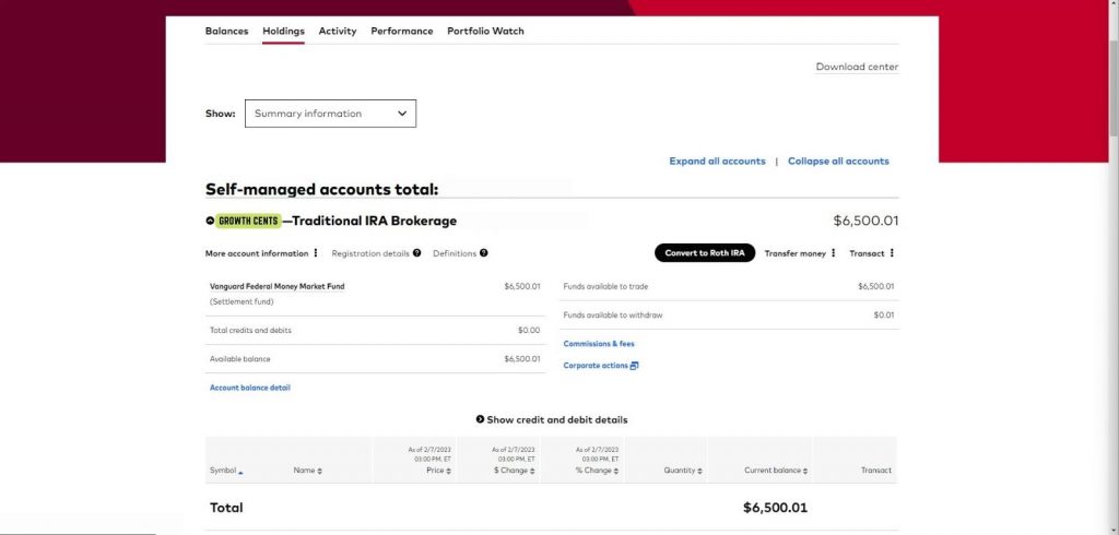 Step 17 After 3-4 days go back to your traditional IRA account and click on Convert to Rorth IRA - growthcents.com